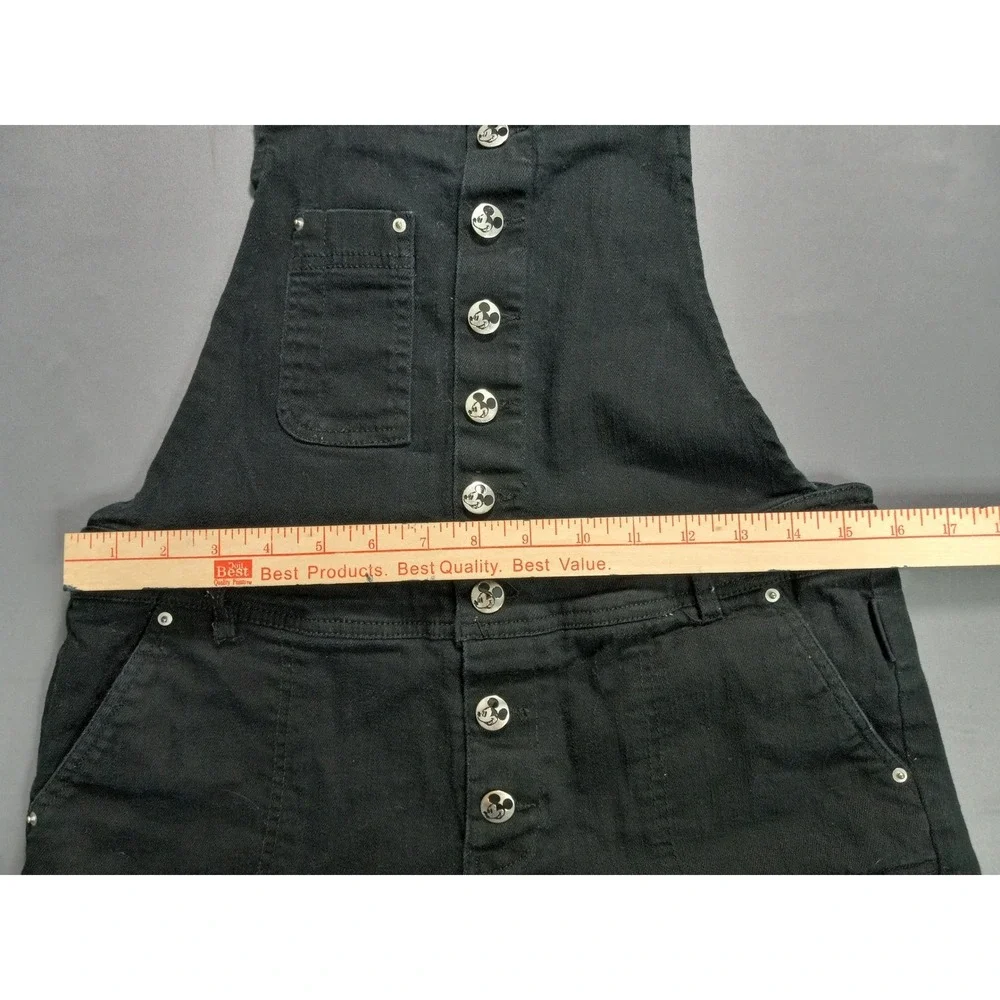 Disney Mickey Mouse Kids Black Denim Shortalls Overalls Size Large